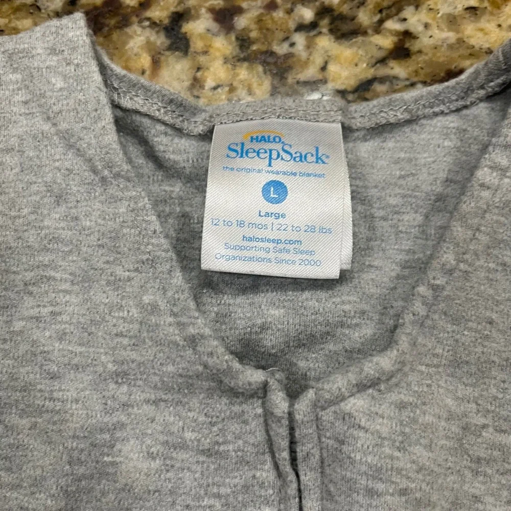 Halo SleepSack 2 Pack Gray Stripe Elephant Solid Gray Large 12-18 Months Cotton